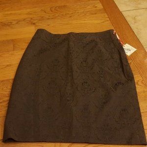 intuitions charcoal damask pencil skirt sz 6 nwt